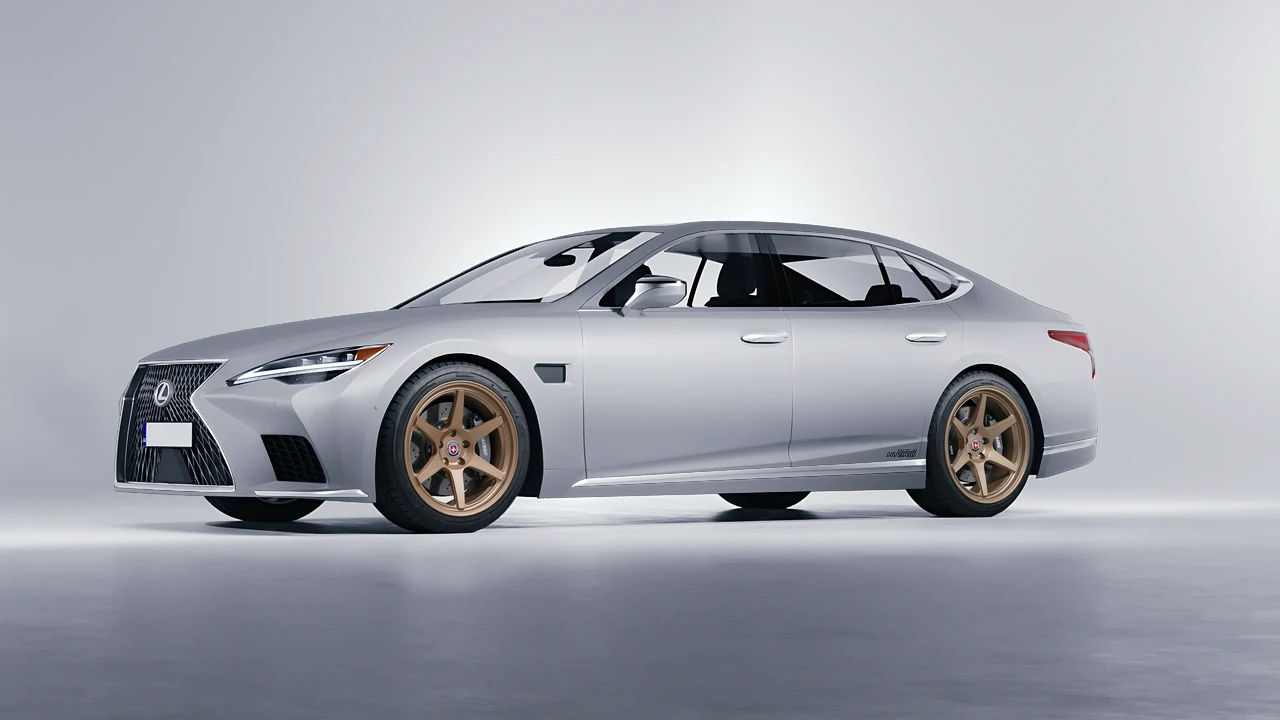 Lexus LS500H Hybrid 2022 on HRE Performance Wheels 306-GTS forged wheels, front three-quarter view