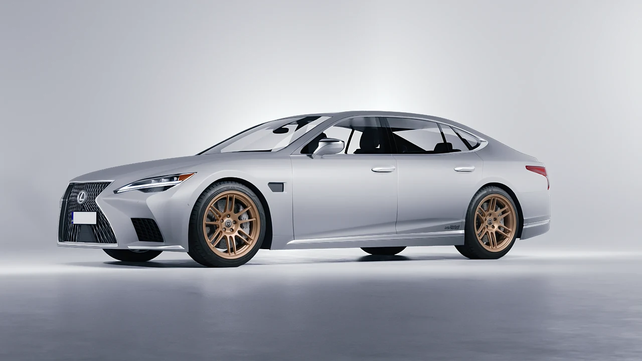 Lexus LS500H Hybrid 2022 on HRE Performance Wheels 312-GTS forged wheels, front three-quarter view