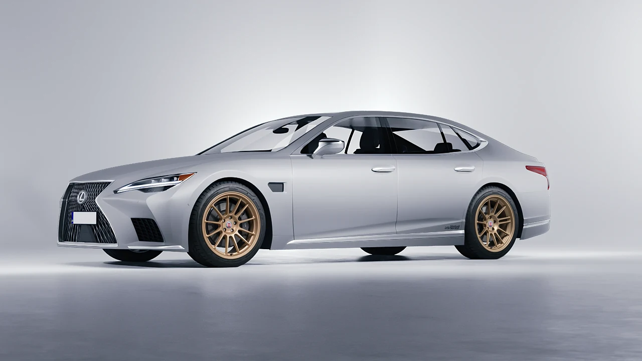 Lexus LS500H Hybrid 2022 on HRE Performance Wheels 313-GTS forged wheels, front three-quarter view