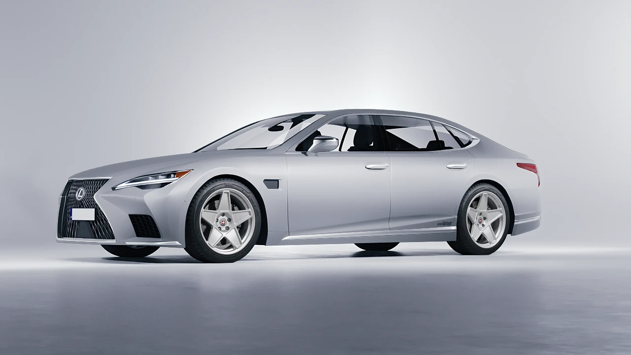 Lexus LS500H Hybrid 2022 on HRE Performance Wheels 505M forged wheels, front three-quarter view