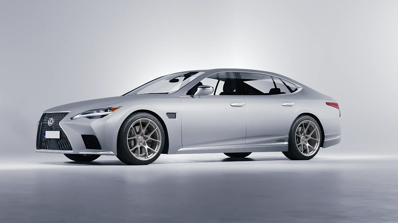 Lexus LS500H Hybrid 2022 on HRE Performance Wheels 521M forged wheels, front three-quarter view