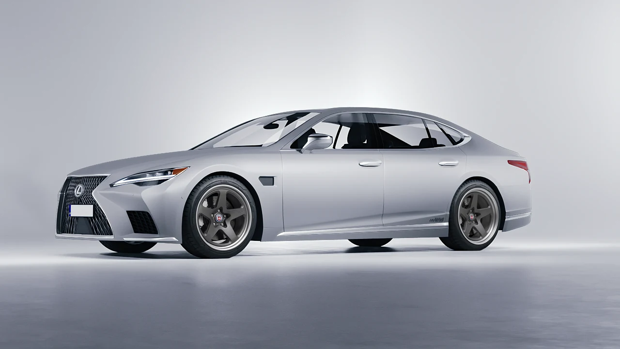Lexus LS500H Hybrid 2022 on HRE Performance Wheels 527 forged wheels, front three-quarter view