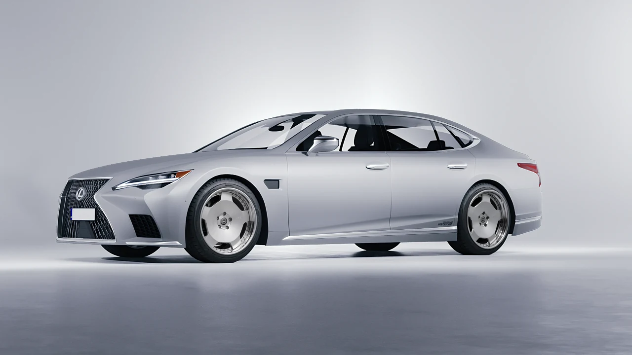 Lexus LS500H Hybrid 2022 on HRE Performance Wheels 544C forged wheels, front three-quarter view
