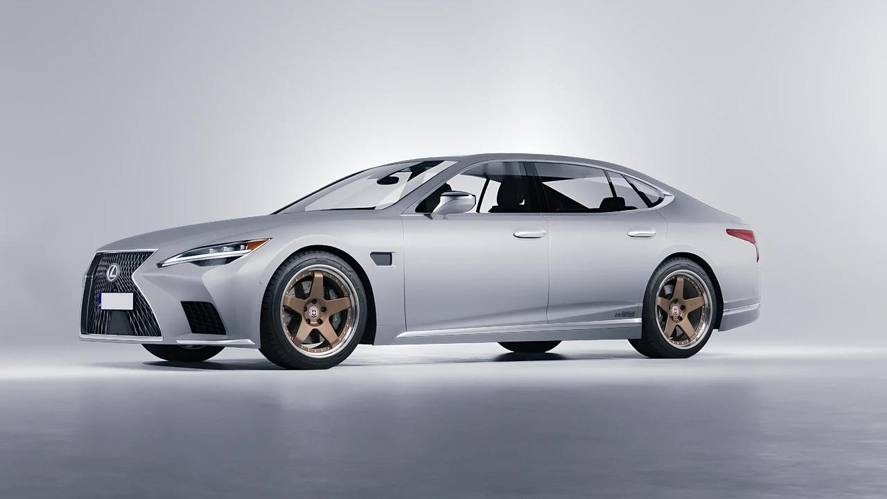 Lexus LS500H Hybrid 2022 on HRE Performance Wheels C105 forged wheels, front three-quarter view