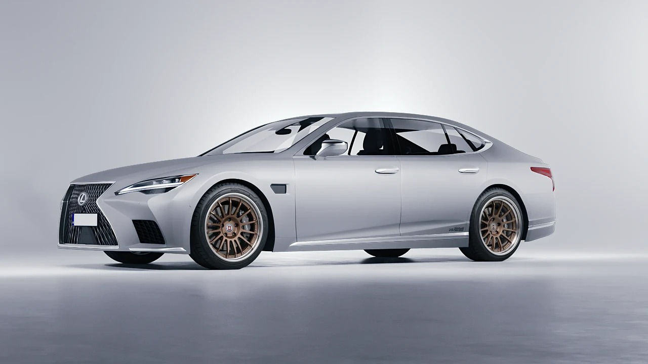 Lexus LS500H Hybrid 2022 on HRE Performance Wheels C109 forged wheels, front three-quarter view