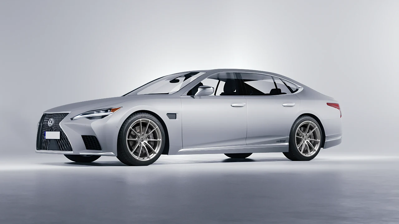 Lexus LS500H Hybrid 2022 on HRE Performance Wheels P104 forged wheels, front three-quarter view