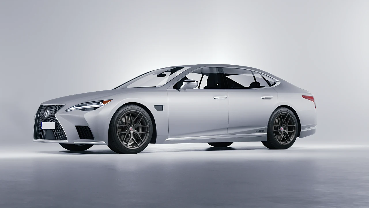 Lexus LS500H Hybrid 2022 on HRE Performance Wheels P161 forged wheels, front three-quarter view