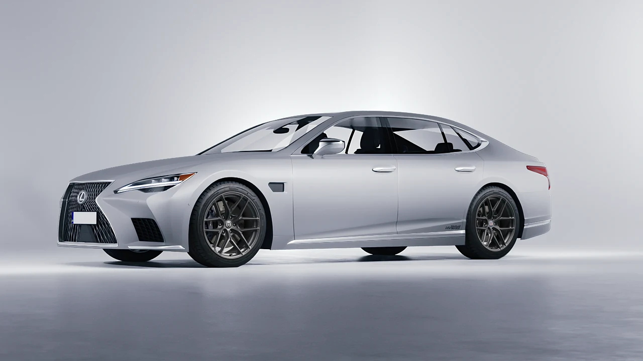 Lexus LS500H Hybrid 2022 on HRE Performance Wheels P161SC forged wheels, front three-quarter view