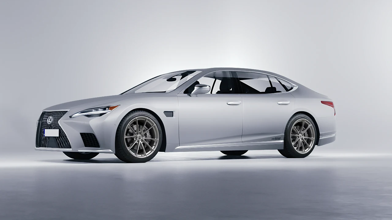 Lexus LS500H Hybrid 2022 on HRE Performance Wheels P204 forged wheels, front three-quarter view