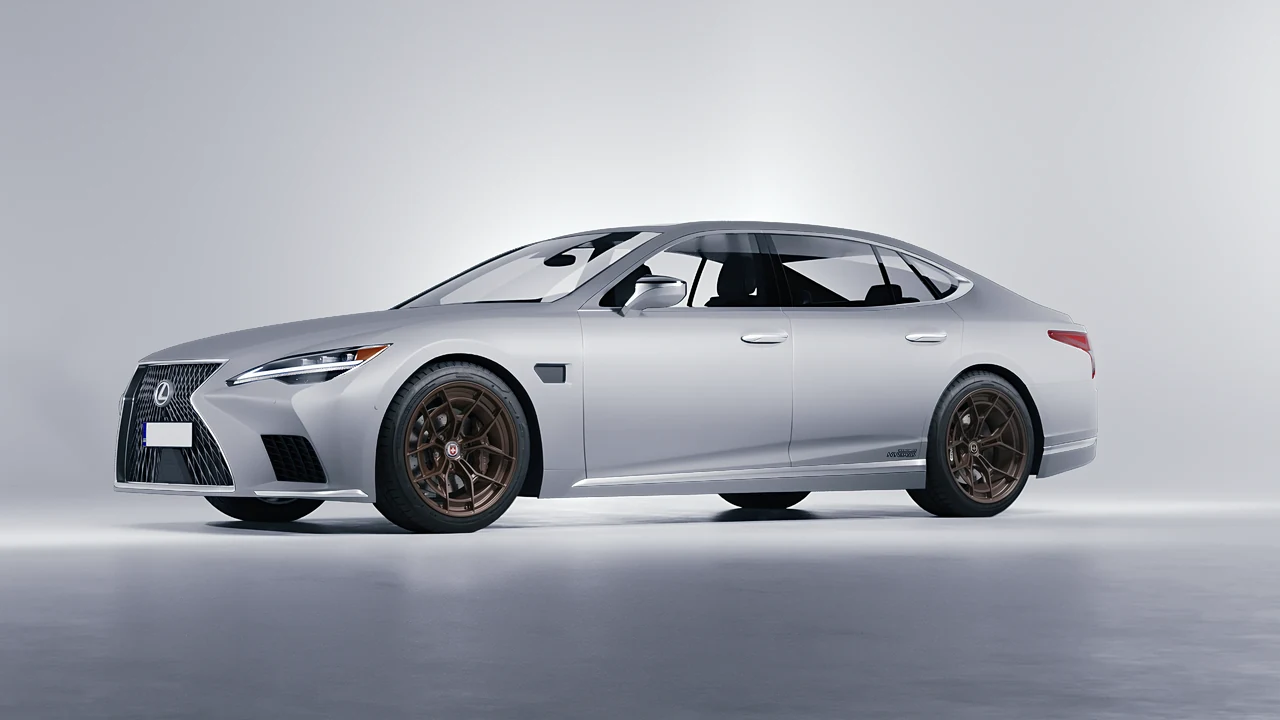 Lexus LS500H Hybrid 2022 on HRE Performance Wheels P301 forged wheels, front three-quarter view