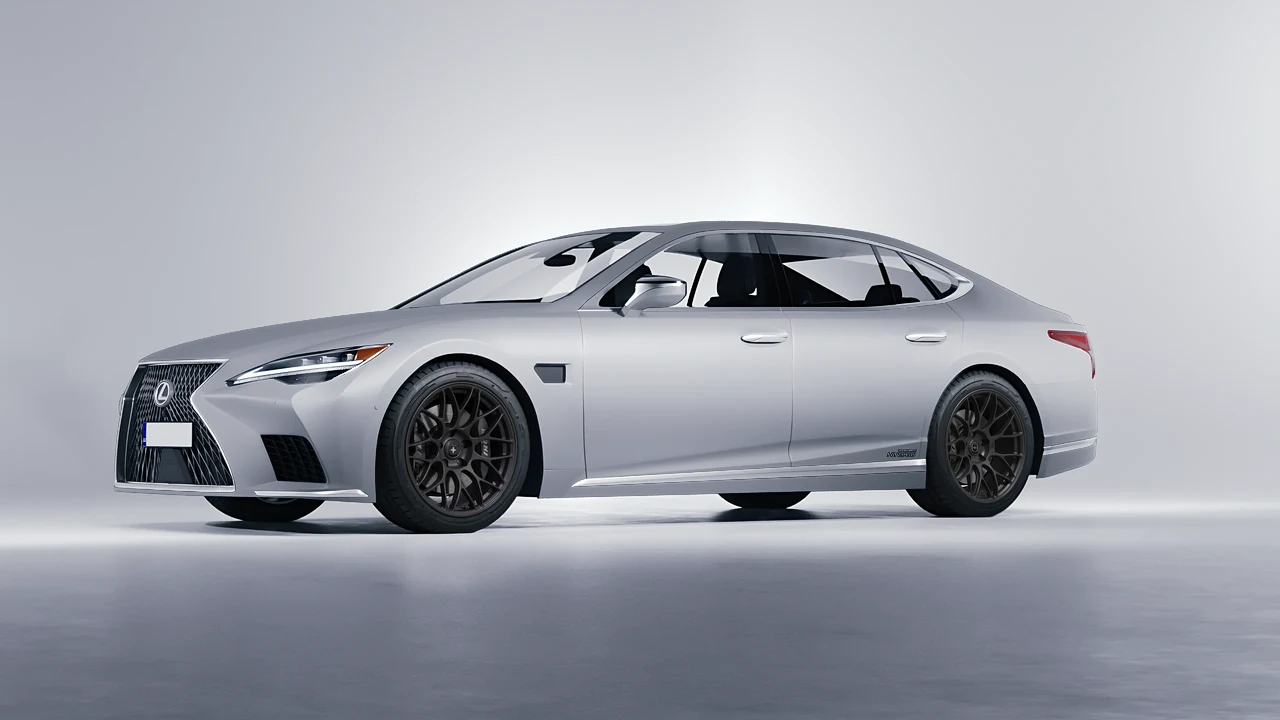 Lexus LS500H Hybrid 2022 on HRE Performance Wheels RC100 forged wheels, front three-quarter view