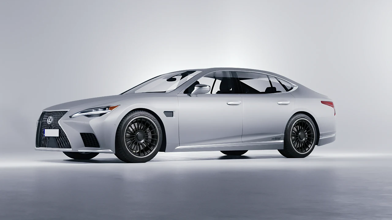 Lexus LS500H Hybrid 2022 on RDB LA Twenty Two forged wheels, front three-quarter view