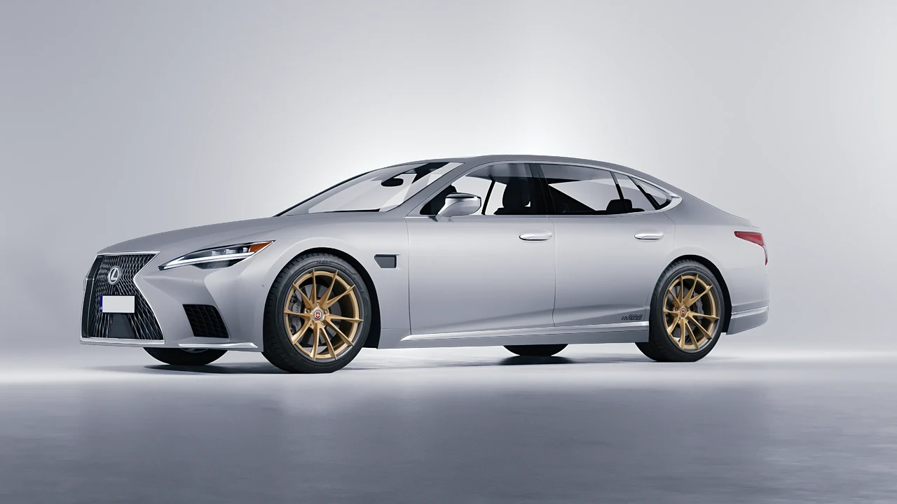 Lexus LS500H Hybrid 2022 on HRE Performance Wheels S204H forged wheels, front three-quarter view