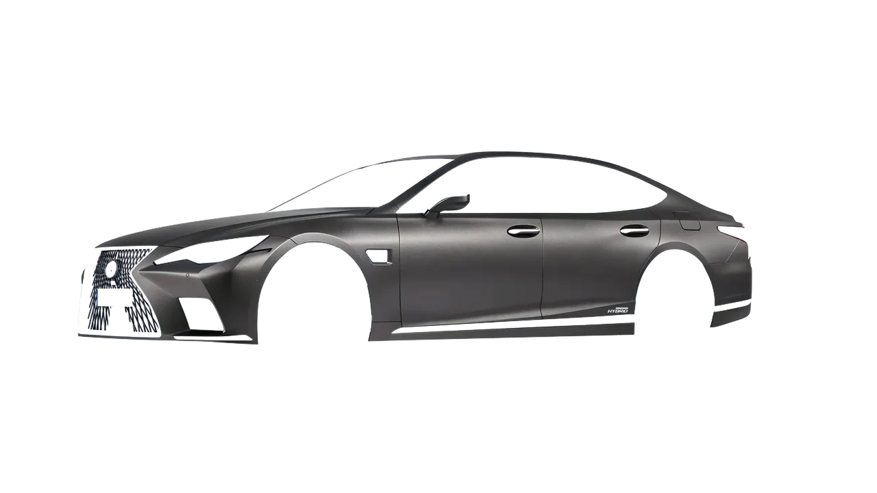 Lexus LS500H Hybrid 2022 wrapped in Black Rock Grey (Avery Dennison SW900-823-M), front three-quarter view