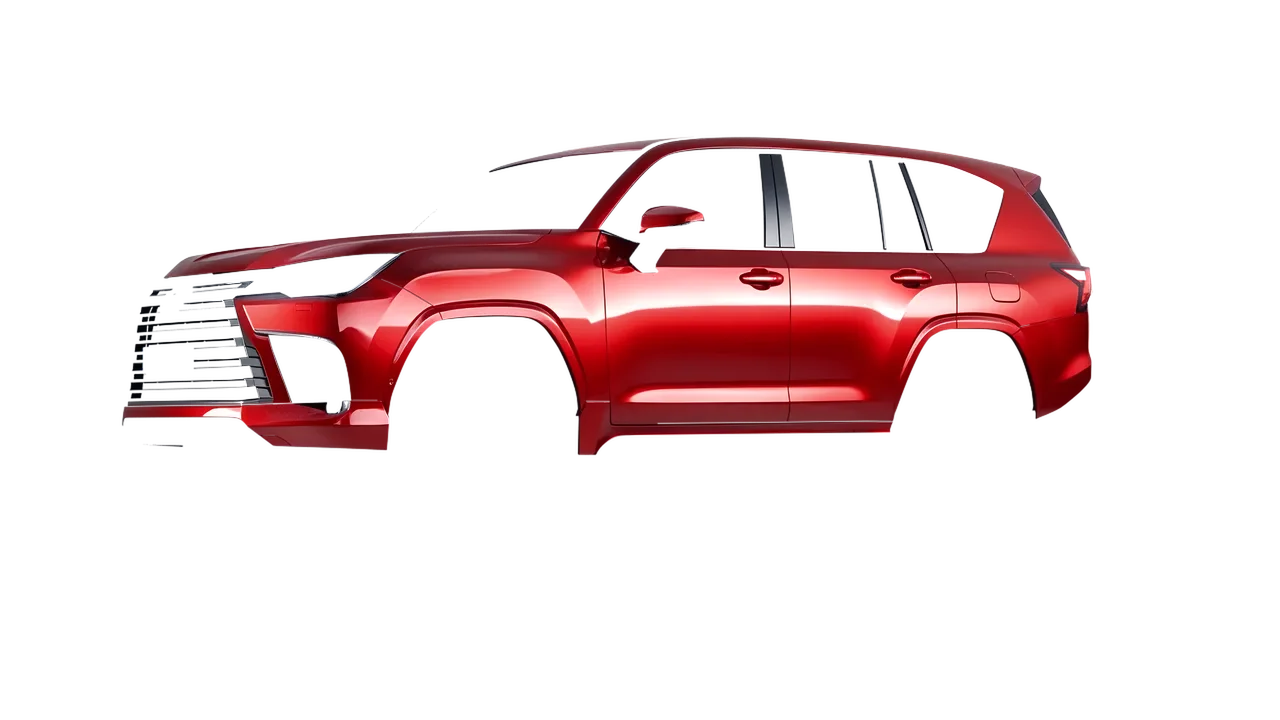 Lexus LX600 2022 wrapped in Hot Rod Red (3M G13), front three-quarter view