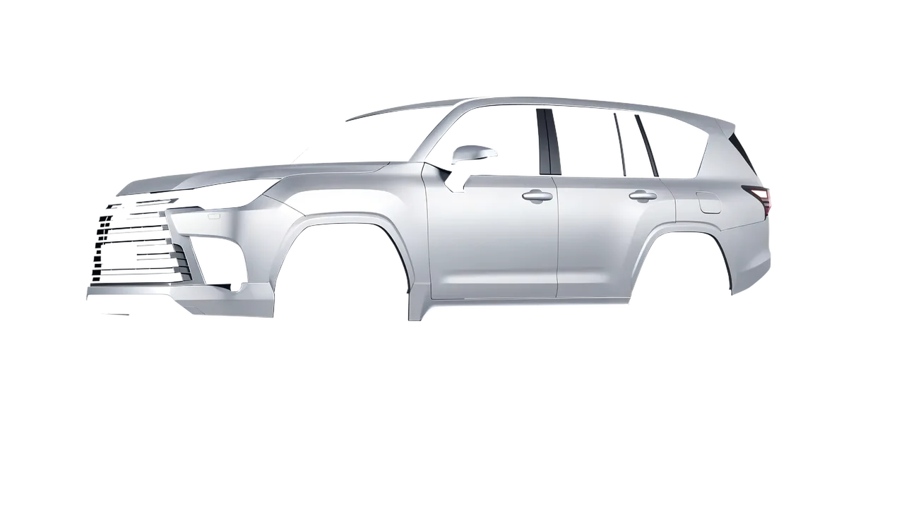 Lexus LX600 2022 wrapped in Matte Silver (3M M21), front three-quarter view