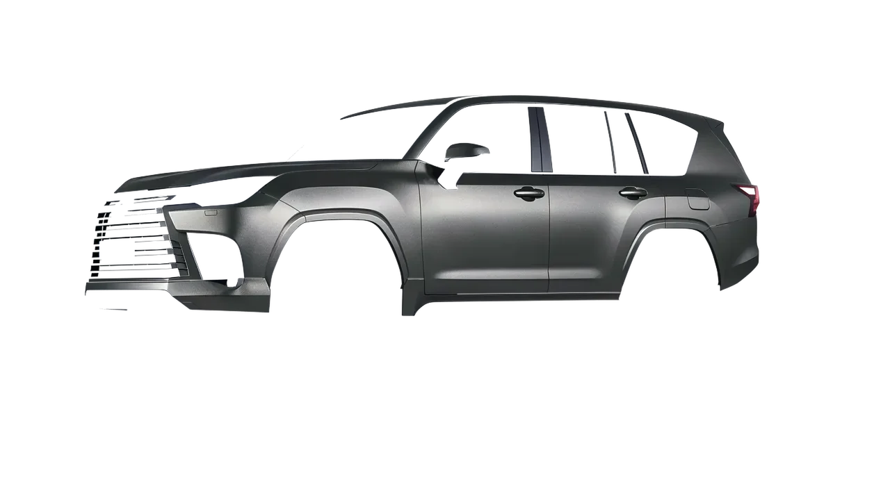 Lexus LX600 2022 wrapped in Black Rock Grey (Avery Dennison SW900-823-M), front three-quarter view