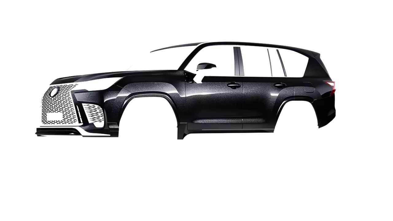 Lexus LX600 F Sport 2022 wrapped in Mystery Black (Avery Dennison SW900-184-M), front three-quarter view