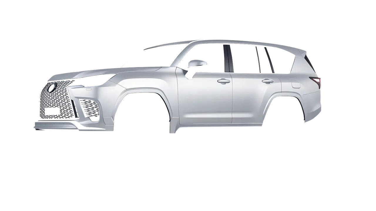 Lexus LX600 F Sport 2022 wrapped in Matte Silver (3M M21), front three-quarter view