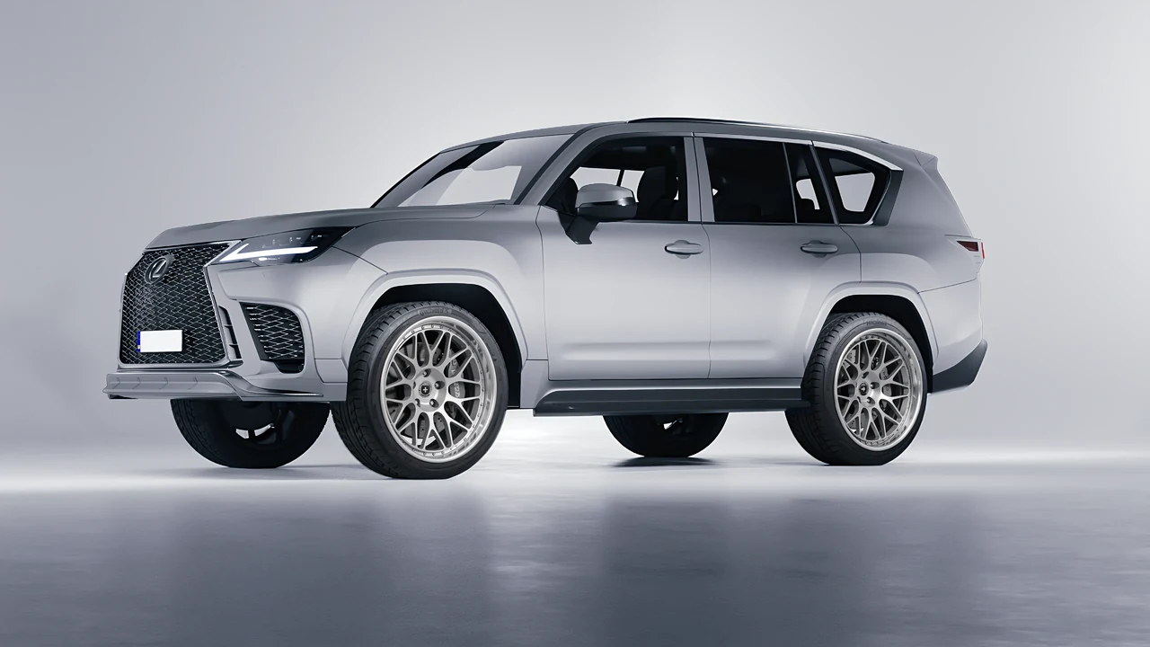 Lexus LX600 F Sport 2022 on HRE Performance Wheels 300 forged wheels, front three-quarter view