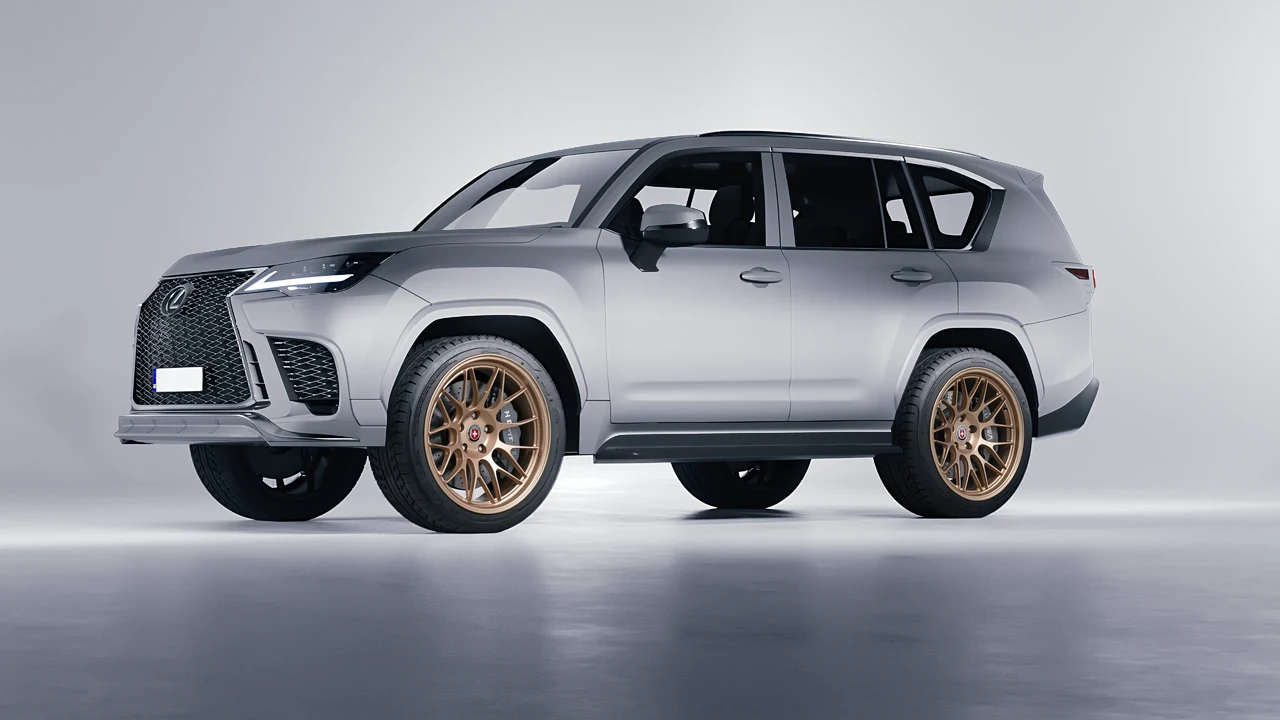 Lexus LX600 F Sport 2022 on HRE Performance Wheels 300-GTS forged wheels, front three-quarter view