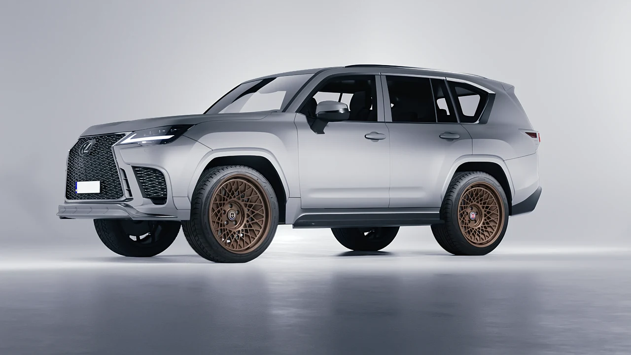 Lexus LX600 F Sport 2022 on HRE Performance Wheels 501-GTM forged wheels, front three-quarter view