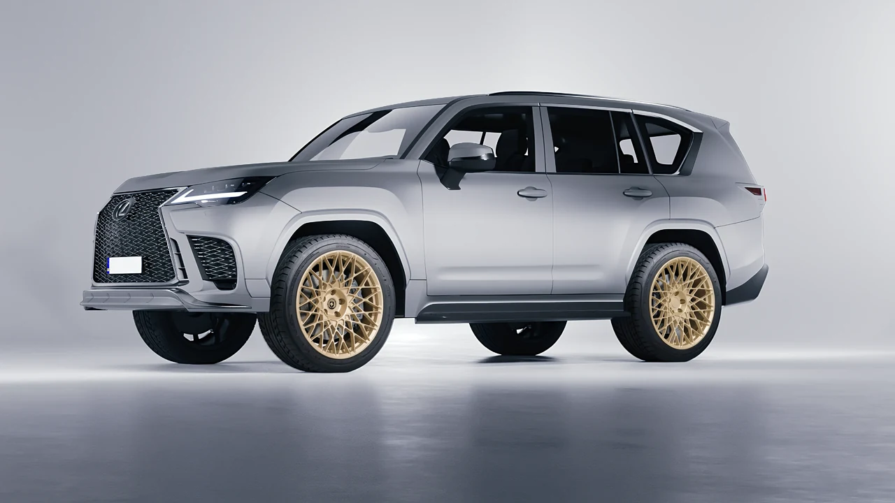 Lexus LX600 F Sport 2022 on HRE Performance Wheels 501M forged wheels, front three-quarter view
