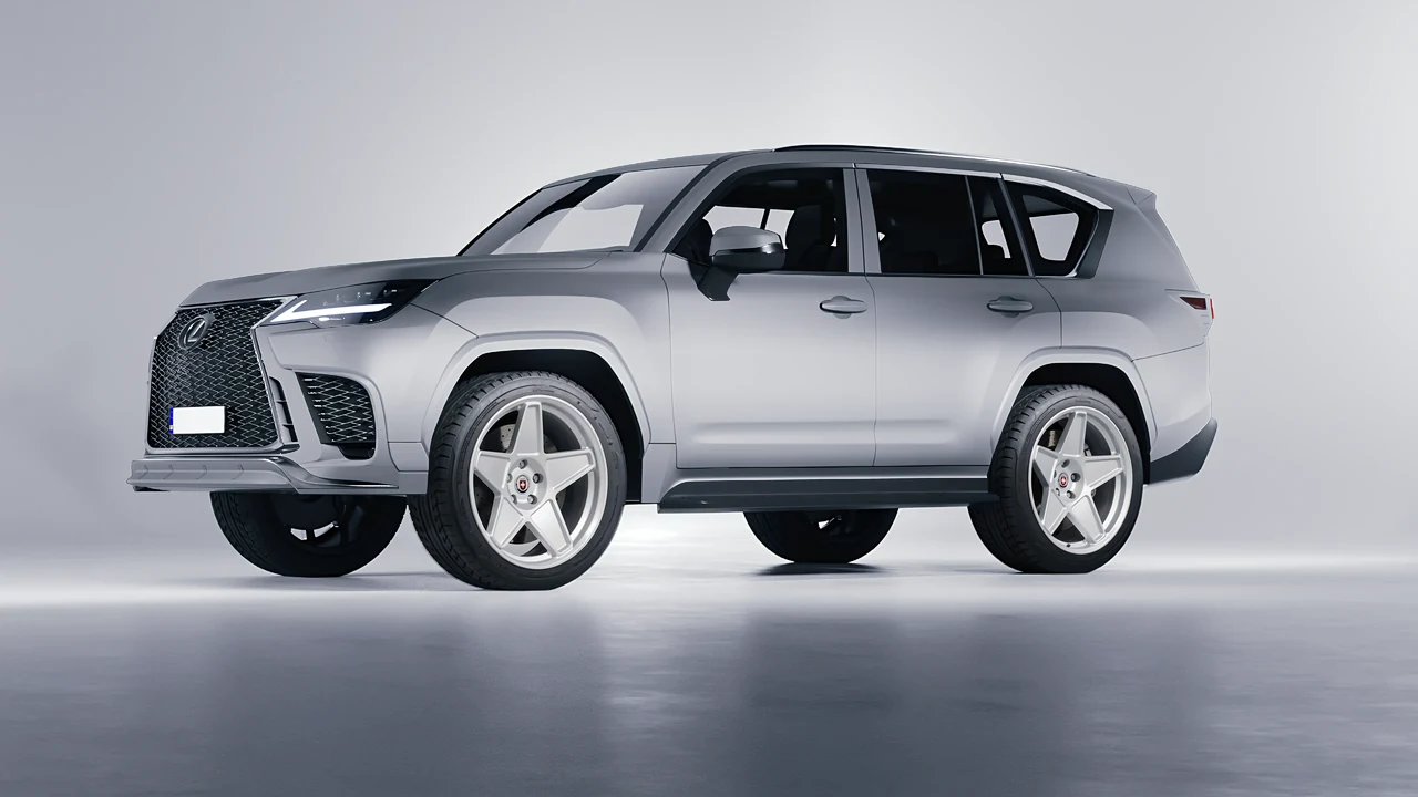 Lexus LX600 F Sport 2022 on HRE Performance Wheels 505M forged wheels, front three-quarter view