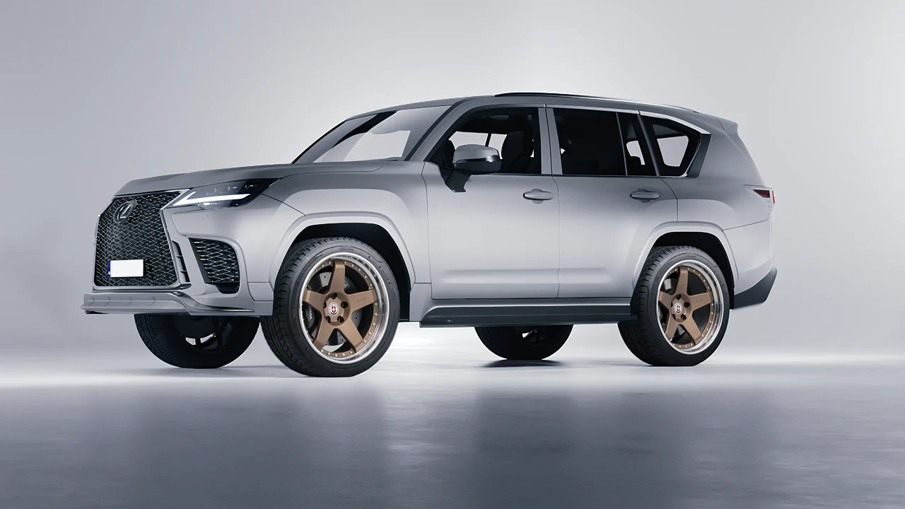 Lexus LX600 F Sport 2022 on HRE Performance Wheels C105 forged wheels, front three-quarter view