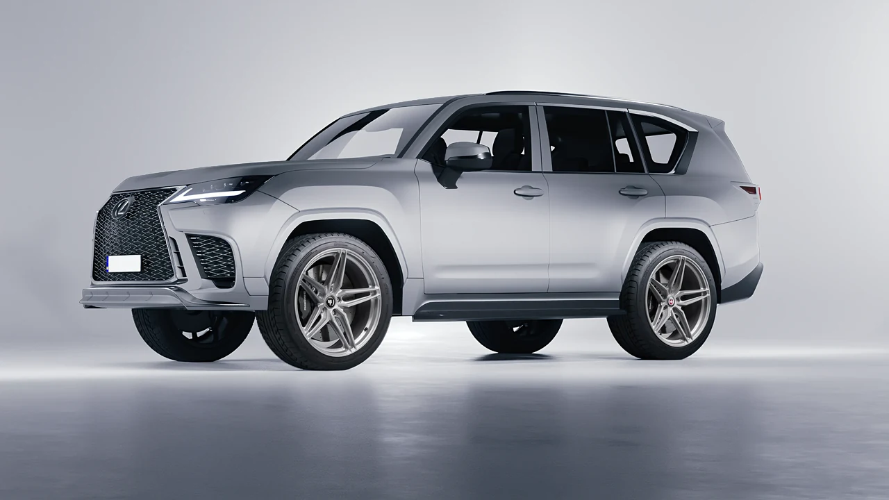 Lexus LX600 F Sport 2022 on HRE Performance Wheels P107SC forged wheels, front three-quarter view