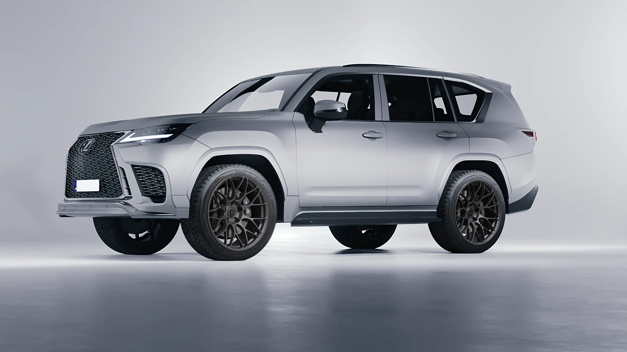 Lexus LX600 F Sport 2022 on HRE Performance Wheels RC100 forged wheels, front three-quarter view