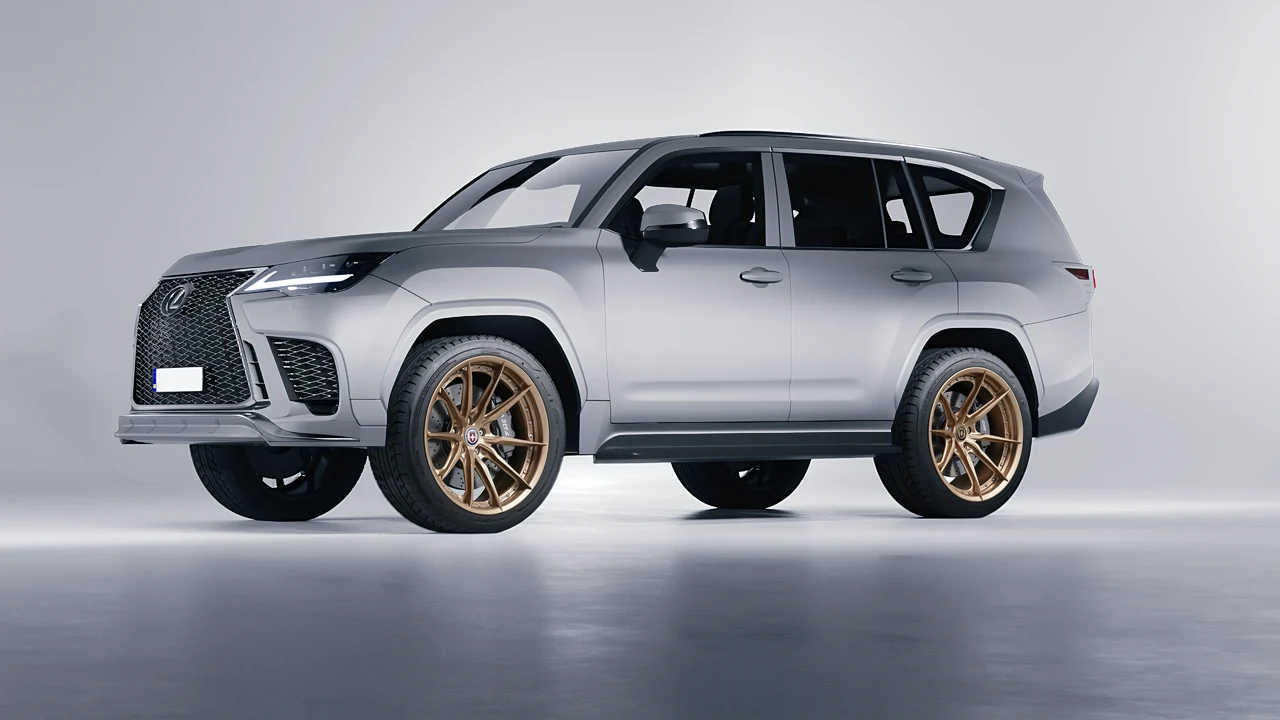 Lexus LX600 F Sport 2022 on HRE Performance Wheels S104SC forged wheels, front three-quarter view