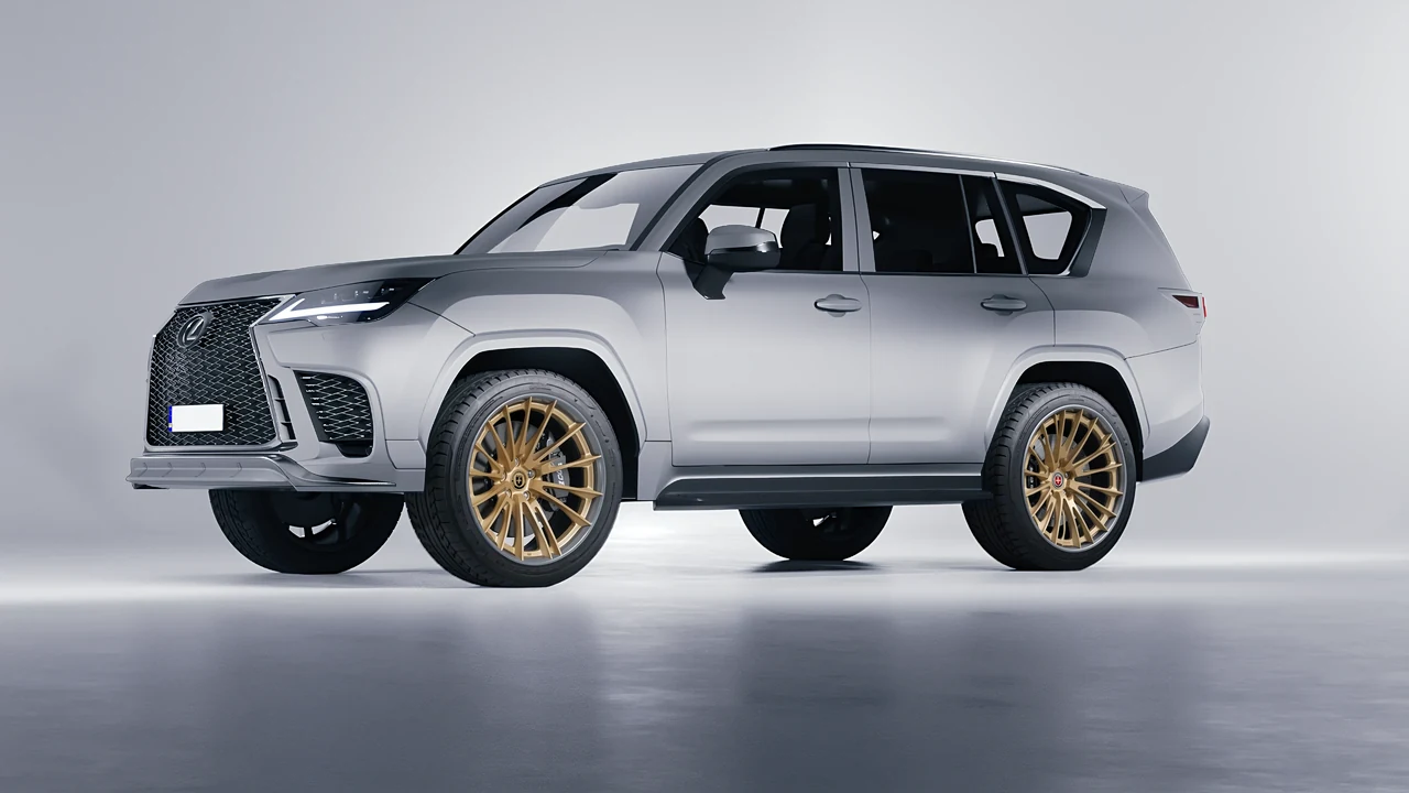 Lexus LX600 F Sport 2022 on HRE Performance Wheels S209H forged wheels, front three-quarter view