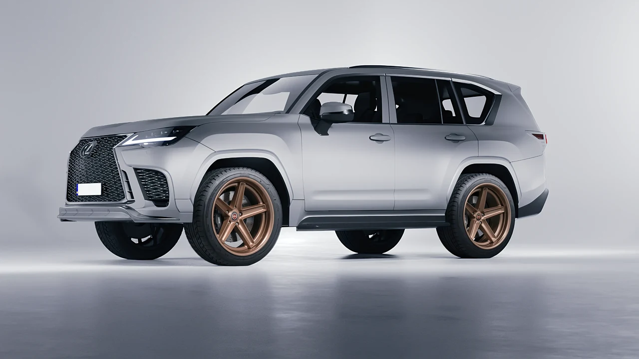 Lexus LX600 F Sport 2022 on HRE Performance Wheels Tusk forged wheels, front three-quarter view