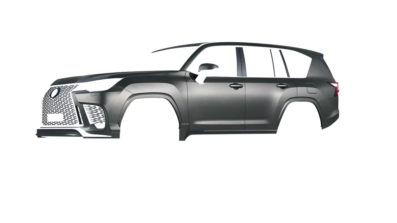 Lexus LX600 F Sport 2022 wrapped in Black Rock Grey (Avery Dennison SW900-823-M), front three-quarter view
