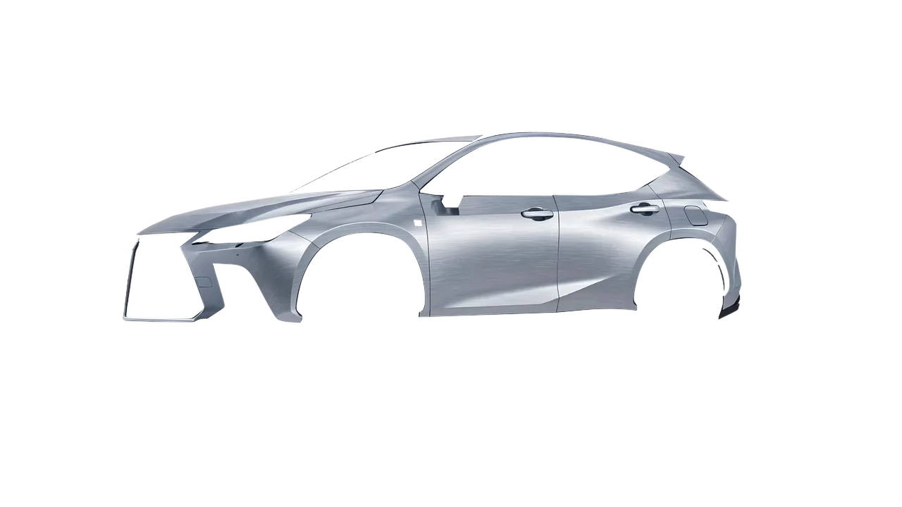 Lexus NX300 F Sport 2022 wrapped in Brushed Aluminum (Avery Dennison SW900-812-X), front three-quarter view