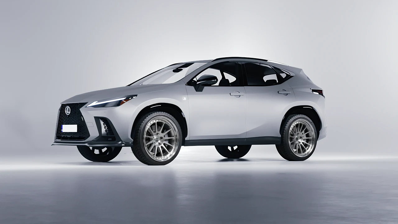 Lexus NX300 F Sport 2022 on HRE Performance Wheels 303 forged wheels, front three-quarter view