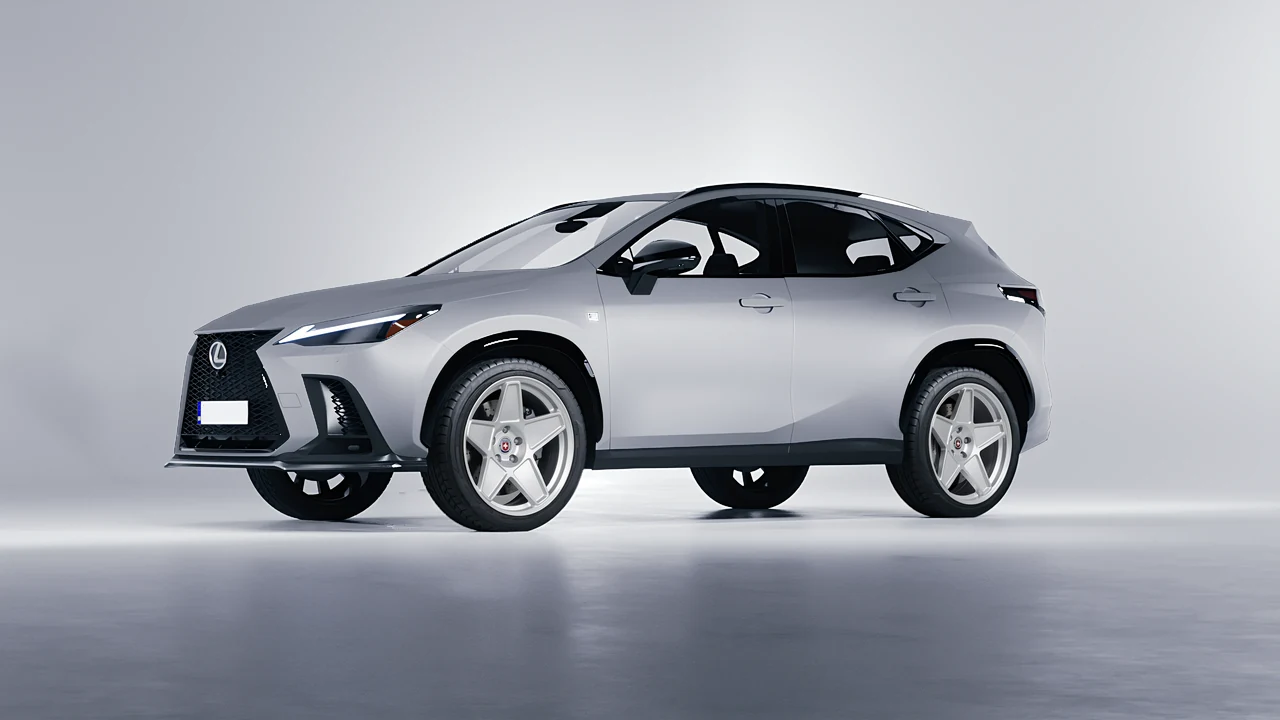 Lexus NX300 F Sport 2022 on HRE Performance Wheels 505M forged wheels, front three-quarter view