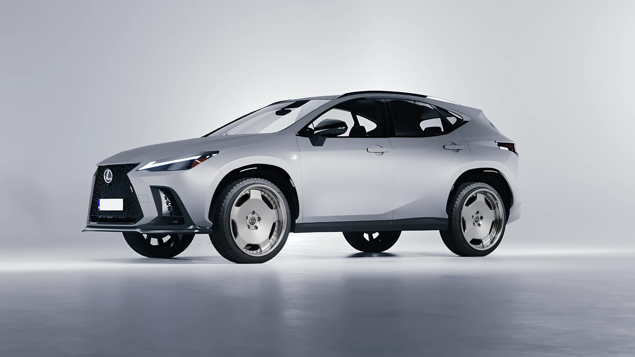 Lexus NX300 F Sport 2022 on HRE Performance Wheels 544C forged wheels, front three-quarter view