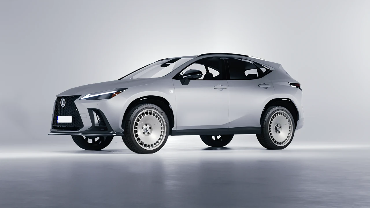 Lexus NX300 F Sport 2022 on HRE Performance Wheels 935M forged wheels, front three-quarter view