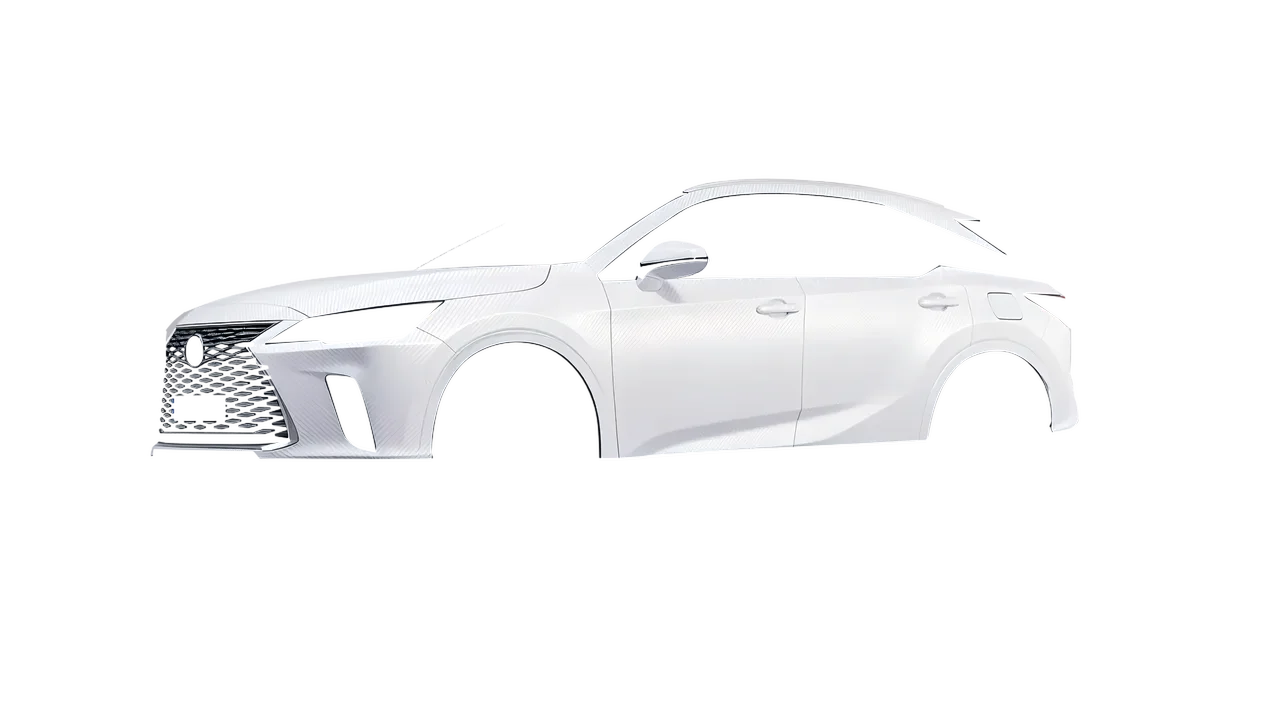 Lexus RX 450 2023 wrapped in Carbon Fiber White (Avery Dennison SW900-115-X), front three-quarter view