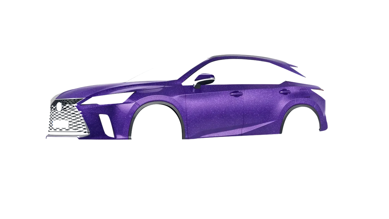 Lexus RX 450 2023 wrapped in Purple (Avery Dennison SW900-587-D), front three-quarter view