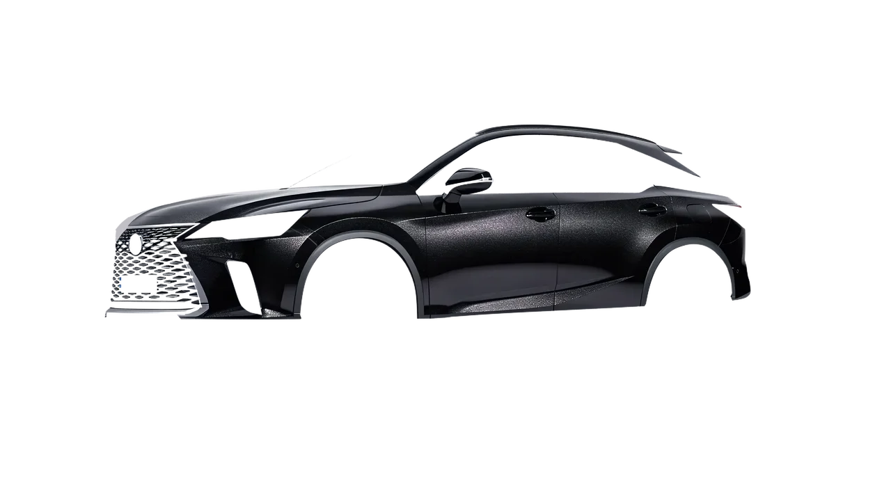 Lexus RX 450 2023 wrapped in Mystery Black (Avery Dennison SW900-184-M), front three-quarter view