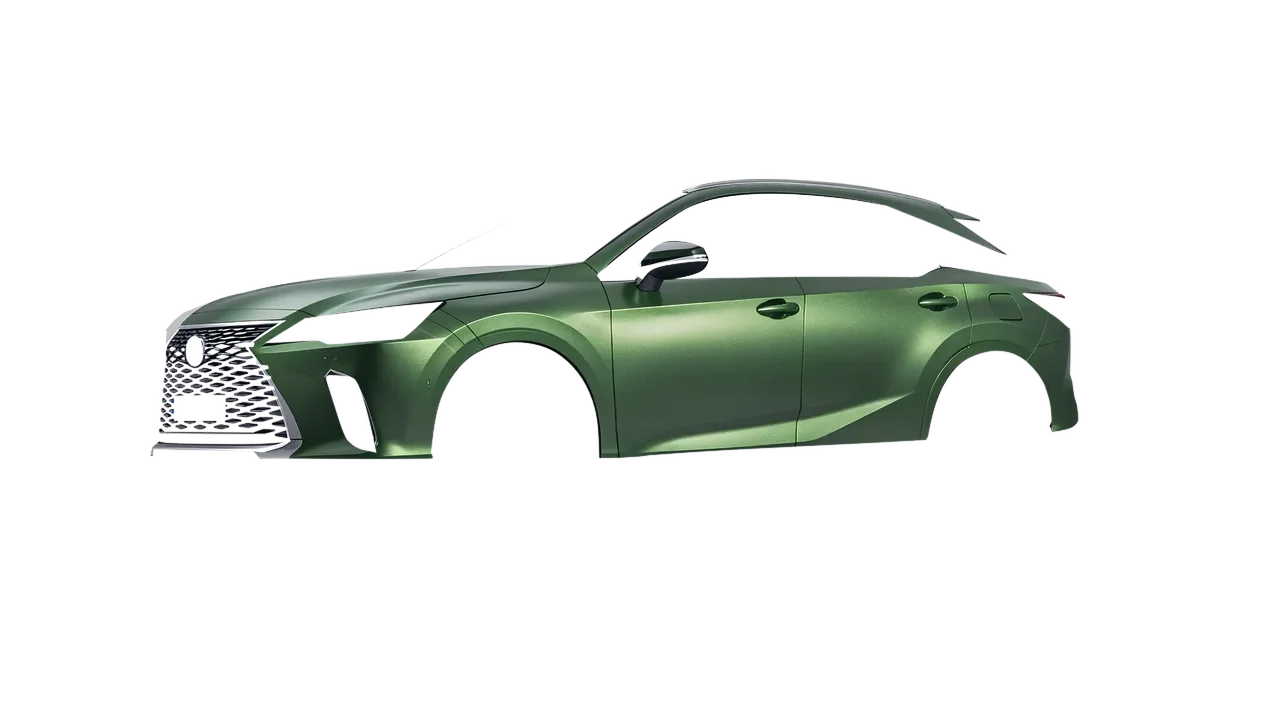 Lexus RX 450 2023 wrapped in Apple Green (Avery Dennison SW900-745-M), front three-quarter view