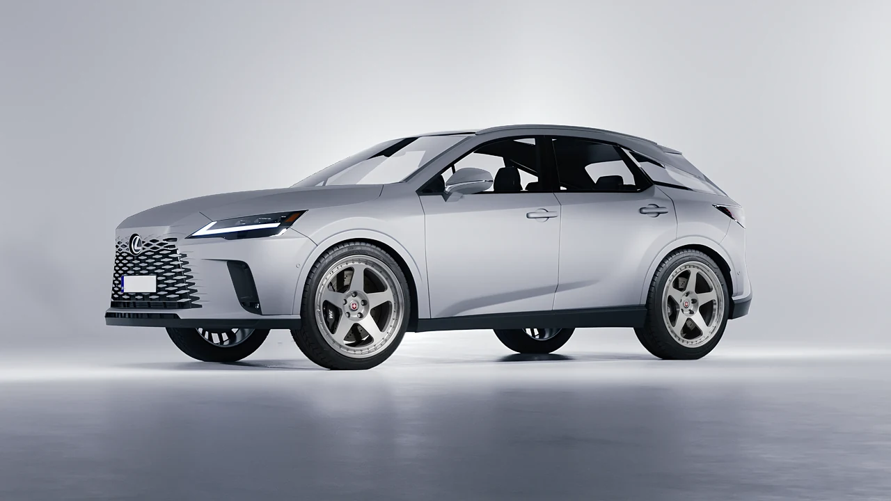 Lexus RX 450 2023 on HRE Performance Wheels 305 forged wheels, front three-quarter view