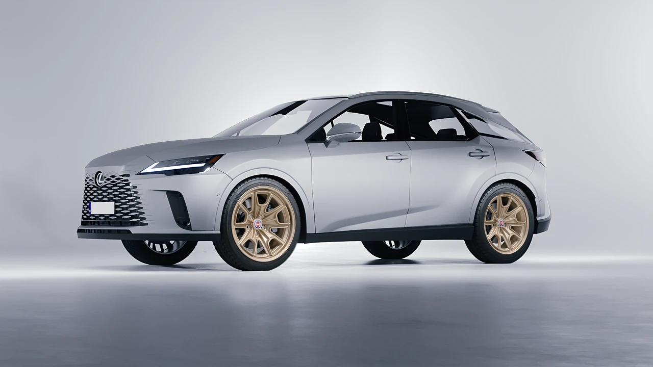 Lexus RX 450 2023 on HRE Performance Wheels 427M forged wheels, front three-quarter view