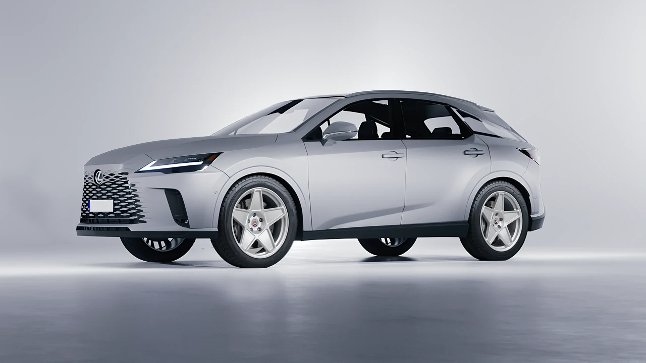 Lexus RX 450 2023 on HRE Performance Wheels 505M forged wheels, front three-quarter view