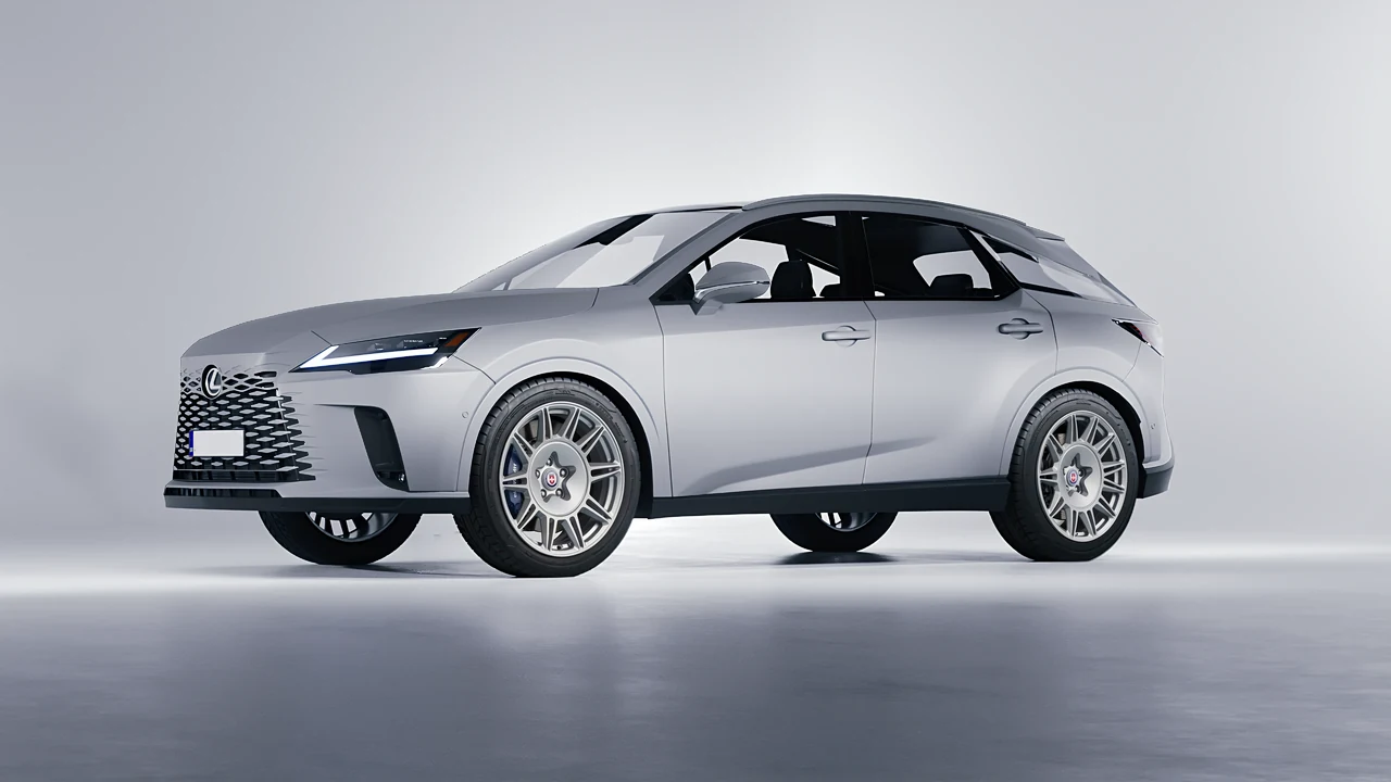 Lexus RX 450 2023 on HRE Performance Wheels 528M forged wheels, front three-quarter view