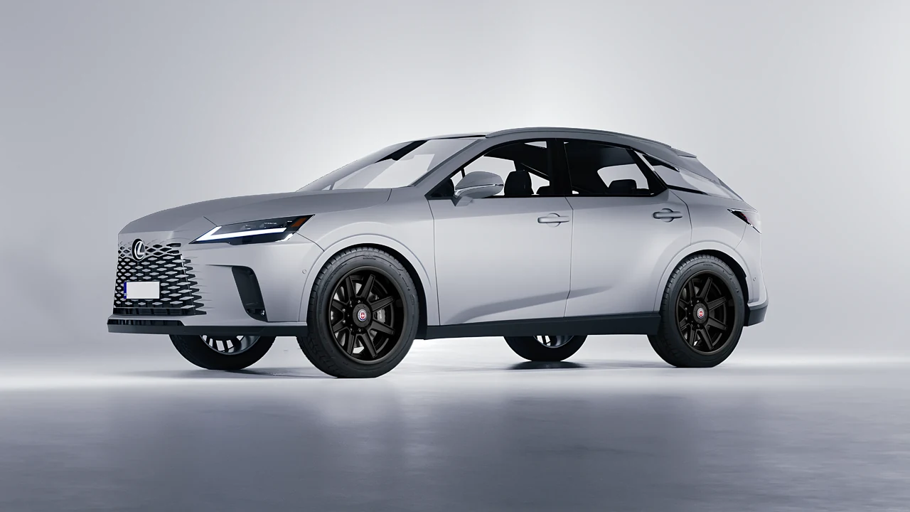 Lexus RX 450 2023 on HRE Performance Wheels HD188H forged wheels, front three-quarter view