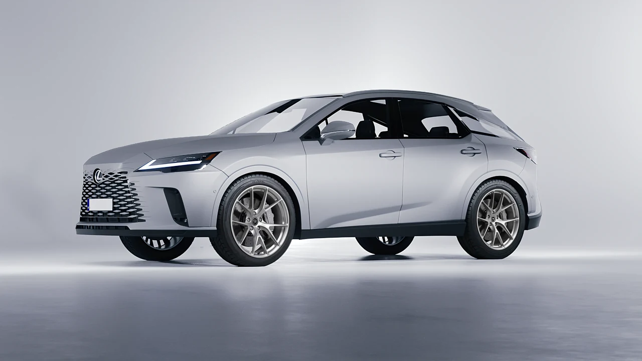 Lexus RX 450 2023 on HRE Performance Wheels P101 forged wheels, front three-quarter view